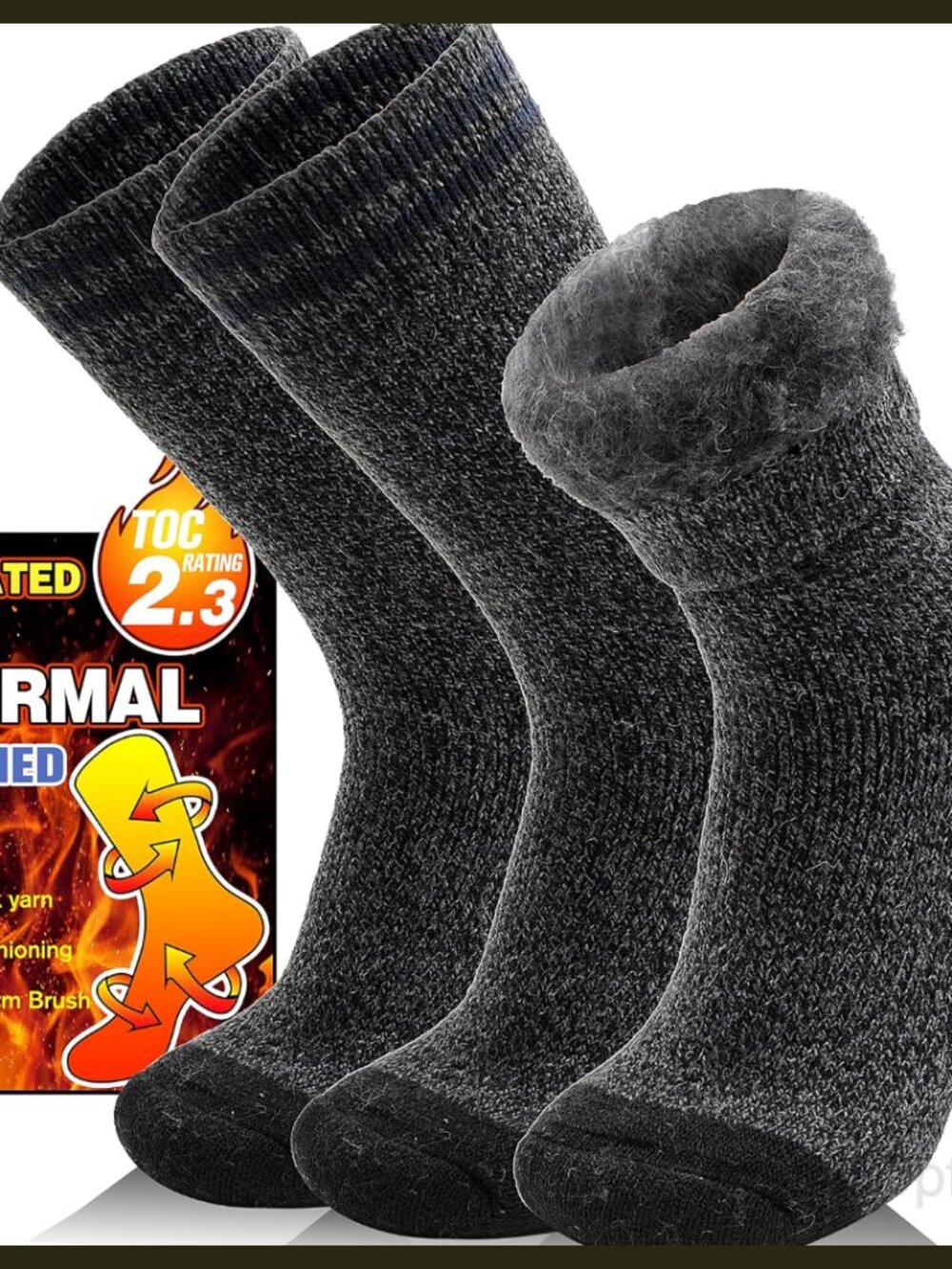 Thermal Ski Socks 3 Pairs Acrylic Knee High Winter Boot Insulated
